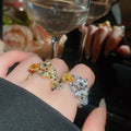 Light Luxury Copper Cheetah Open Ring With Oval Zircon Leopard Design For Index Finger view 3
