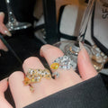 Light Luxury Copper Cheetah Open Ring With Oval Zircon Leopard Design For Index Finger view 1