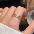 24K Gold Plated Zircon Round Open Ring With Palace Style view 3