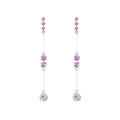 Elegant Purple Rhinestone Tassel Drop Design Alloy Chain Crystal Zircon Long Dangle Earrings view 5