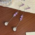 Elegant Purple Rhinestone Tassel Drop Design Alloy Chain Crystal Zircon Long Dangle Earrings view 4