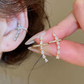 18K Gold Plated Copper Zircon Water Drop Clip-on Earrings For Women No Piercing Luxury Ear Cuffs view 1