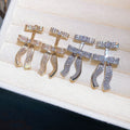 18K Gold Plated Copper Bow Stud Earrings With Silver Posts And Sparkling Zircon Luxury Style view 3