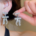 18K Gold Plated Copper Bow Stud Earrings With Silver Posts And Sparkling Zircon Luxury Style view 4