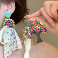 Colorful Raffia Ethnic Tree Pendant Necklace And Earrings Jewelry Set For Women Vacation Style view 4