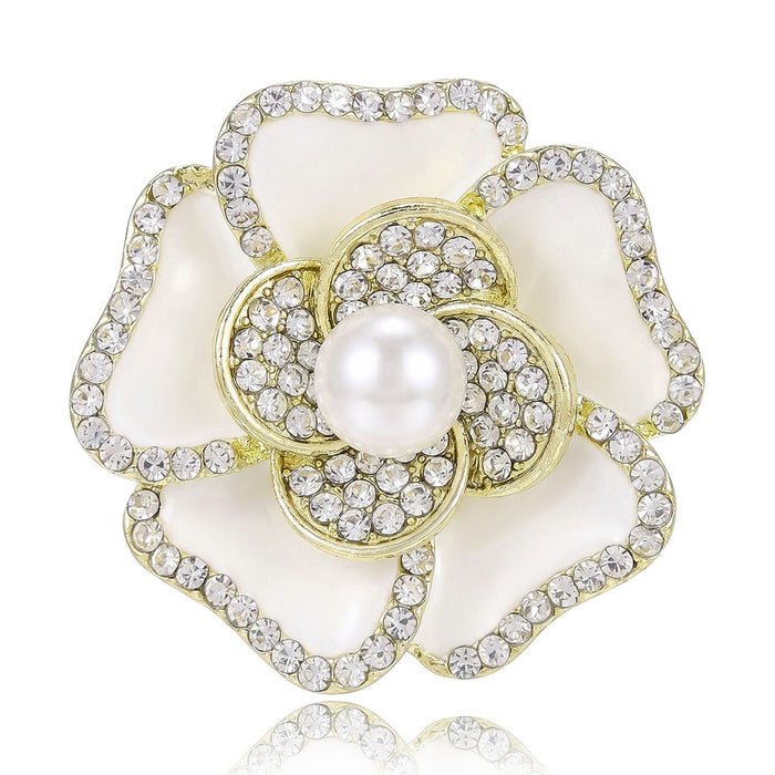 Elegant Alloy Camellia Flower Brooch For High End Clothing Decoration
