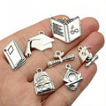 Alloy Graduation Cap Book Backpack Charms, DIY Jewelry Accessories For Necklaces And Bracelets view 2