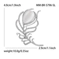 Alloy Rhinestone Feather Brooch Pin For Elegant Suit Accessories view 6