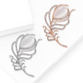 Alloy Rhinestone Feather Brooch Pin For Elegant Suit Accessories view 2
