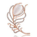 Alloy Rhinestone Feather Brooch Pin For Elegant Suit Accessories view 1