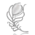 Alloy Rhinestone Feather Brooch Pin For Elegant Suit Accessories view 5
