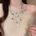 French Vintage Crystal Beaded Multi Layer Irregular Faux Pearl Old Money Choker Necklace view 1