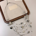 French Vintage Crystal Beaded Multi Layer Irregular Faux Pearl Old Money Choker Necklace view 2