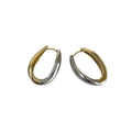 Two Tone U Shaped Copper Hoop Earrings Minimalist Modern Round Huggie Ear Cuffs view 5