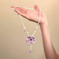 Ceramic Floral Woven Necklace For Women Summer Resort Style Sweet Collarbone Choker view 4