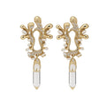 Vintage Alloy Irregular Geometric Rhinestone Enamel Water Drop Earrings For Women view 5