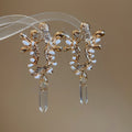 Vintage Alloy Irregular Geometric Rhinestone Enamel Water Drop Earrings For Women view 4