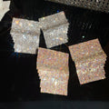 Copper Geometric Square Rhinestone Stud Earrings Vintage Exaggerated Luxury Design view 2