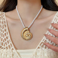 Light Luxury Alloy Conch Pendant Silk Cord Sweater Necklace For Women Vacation Retro Style view 1