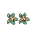 Vintage Palace Style Oval Resin Stone Rhinestone Stud Earrings With Silver Pins view 5