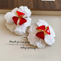 Iron Metallic Enamel Flower Drop Earrings European Style Statement Jewelry For Women view 4