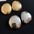 Glossy Metal Oval Stud Earrings Iron Geometric Minimalist Modern Vintage Luxury Style Earrings view 2