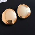 Glossy Metal Oval Stud Earrings Iron Geometric Minimalist Modern Vintage Luxury Style Earrings view 4