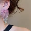 Copper Rhinestone Round Heart Tassel Drop Earrings Vintage Light Luxury Stud Style For Women view 3
