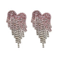 Copper Rhinestone Round Heart Tassel Drop Earrings Vintage Light Luxury Stud Style For Women view 5