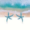 Summer Beach Vacation Starfish Stud Earrings, Blue Zircon Dopamine Date Accessories For Women view 2