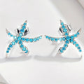 Summer Beach Vacation Starfish Stud Earrings, Blue Zircon Dopamine Date Accessories For Women view 3