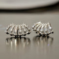 French Style Hollow Fan Shape Zircon Stud Earrings For Women, Elegant Light Luxury Jewelry view 2