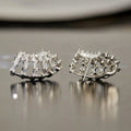 French Style Hollow Fan Shape Zircon Stud Earrings For Women, Elegant Light Luxury Jewelry view 3