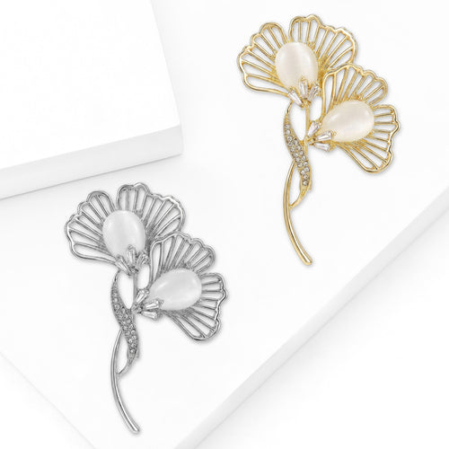 Alloy Magnolia Flower Brooch Pin For Womens Suits And Shirts