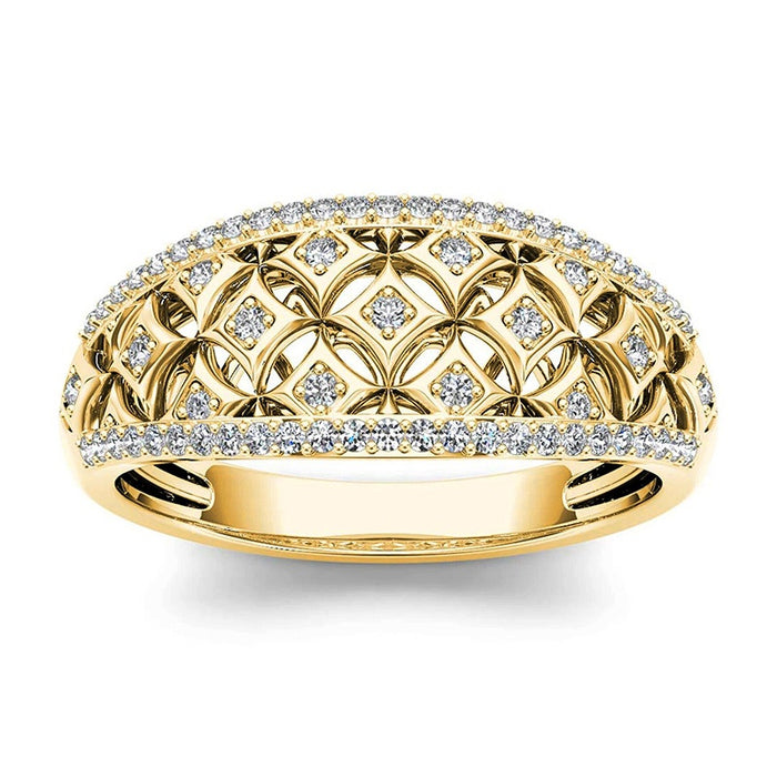 Palace Style Metal Coin Design Ring French Elegant Inlaid Fashion Jewelry