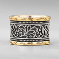 Two Tone Antique Blackened Bohemian Texture Ring For Women Natural Vintage Style Accessory view 2