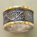 Two Tone Antique Blackened Bohemian Texture Ring For Women Natural Vintage Style Accessory view 1