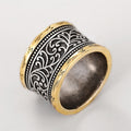 Two Tone Antique Blackened Bohemian Texture Ring For Women Natural Vintage Style Accessory view 3