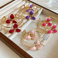 2026 European Style Iron Double Layer Enamel Flower Hollow Bangle Ring Jewelry Set view 1