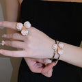 2026 European Style Iron Double Layer Enamel Flower Hollow Bangle Ring Jewelry Set view 4