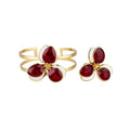 2026 European Style Iron Double Layer Enamel Flower Hollow Bangle Ring Jewelry Set view 5