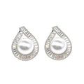 Vintage Hong Kong Style Teardrop Full Rhinestone Zircon Faux Pearl Stud Earrings For Women view 5