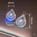 Vintage Hong Kong Style Teardrop Full Rhinestone Zircon Faux Pearl Stud Earrings For Women view 4