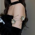 European American Light Luxury Iron Leaf Flower Arm Bangle Statement Metal Bracelet view 3