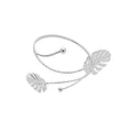 European American Light Luxury Iron Leaf Flower Arm Bangle Statement Metal Bracelet view 5
