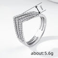 Korean Style V Shaped Three Layer Line Ring For Women, Commuter Fashion Jewelry view 4