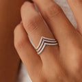 Korean Style V Shaped Three Layer Line Ring For Women, Commuter Fashion Jewelry view 3
