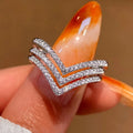 Korean Style V Shaped Three Layer Line Ring For Women, Commuter Fashion Jewelry view 5