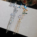 Luxury Copper Zircon Flower Tassel Clip-on Earrings for Women view 2