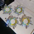 Alloy Exaggerated Flower Rhinestone Geometric Round Stud Earrings With Silver Pins For Women view 4